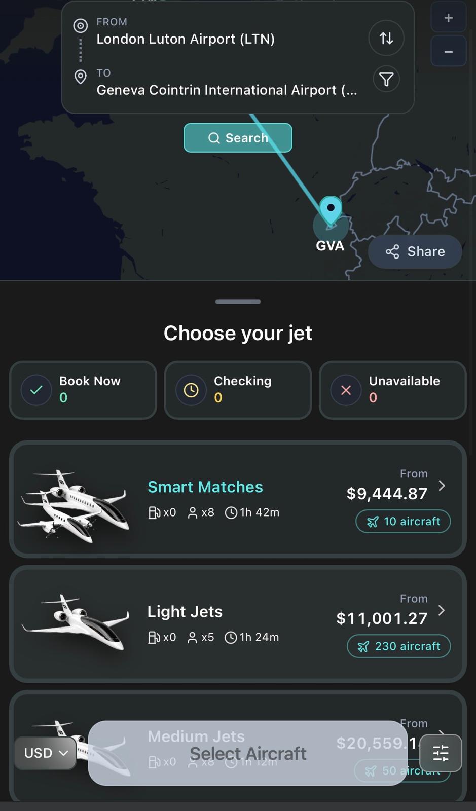 Choose your jet.