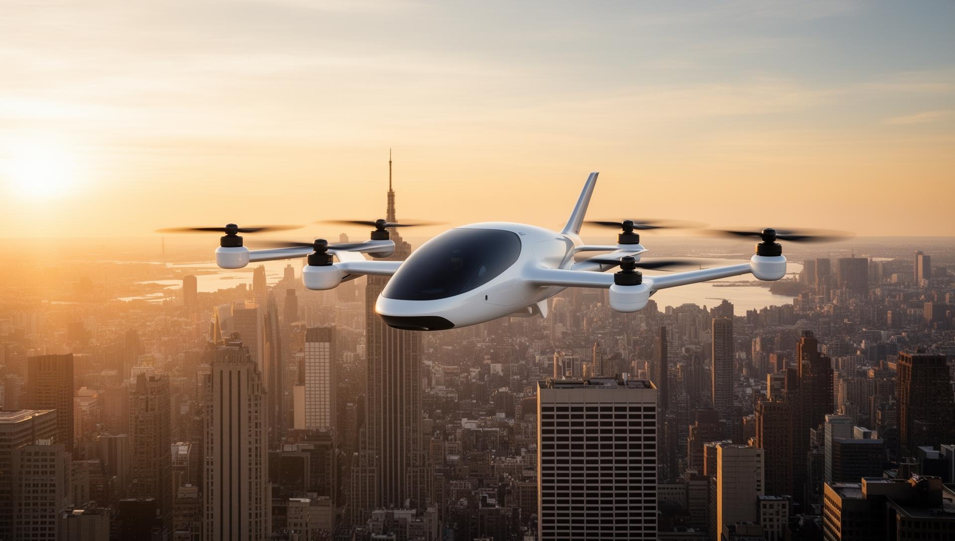 Joby Aviation S4 eVTOL Aircraft flying over New York City